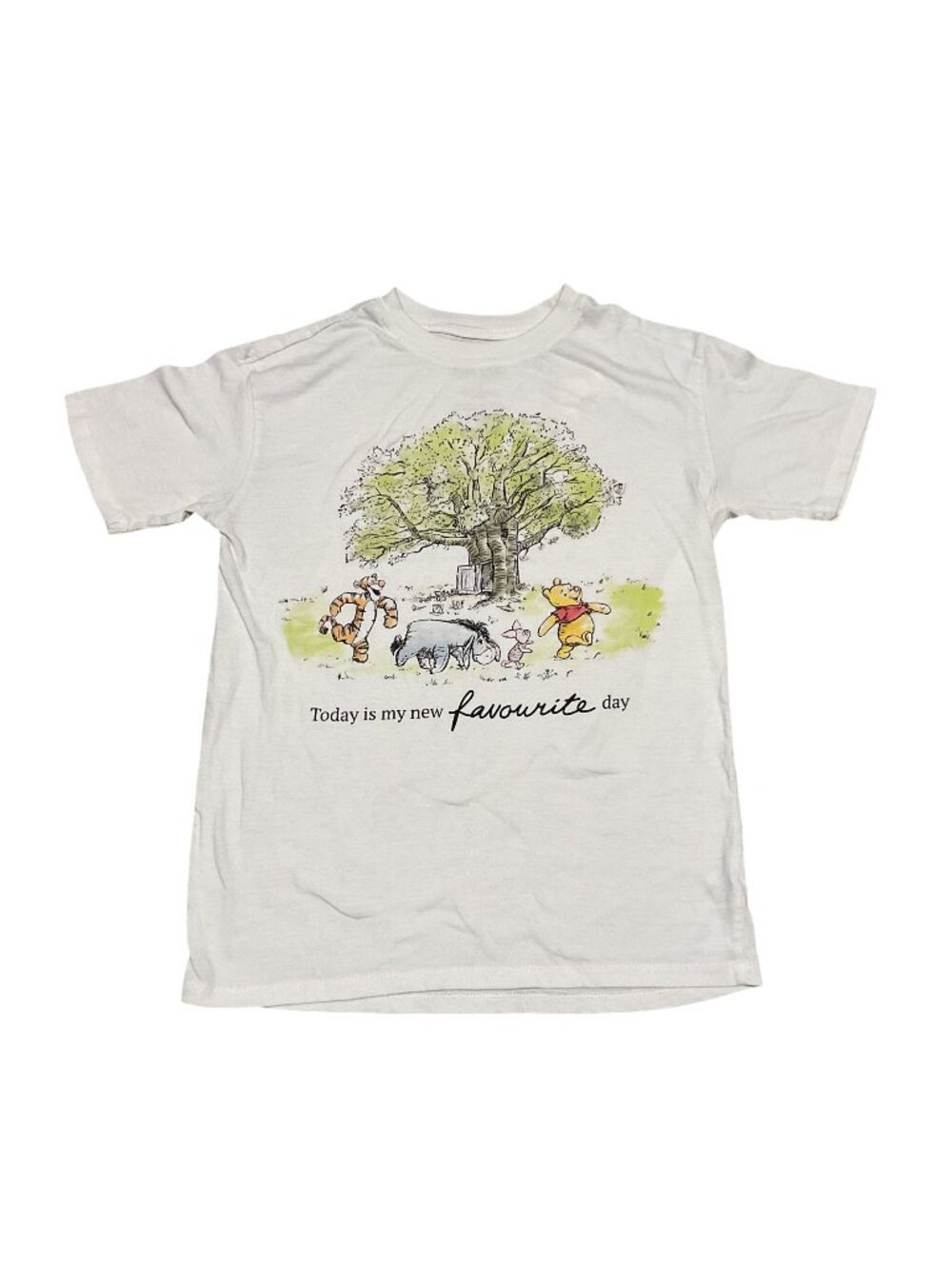 Disney Winnie The Pooh White Graphic T-Shirt XXS "Today Is My Favourite Day"